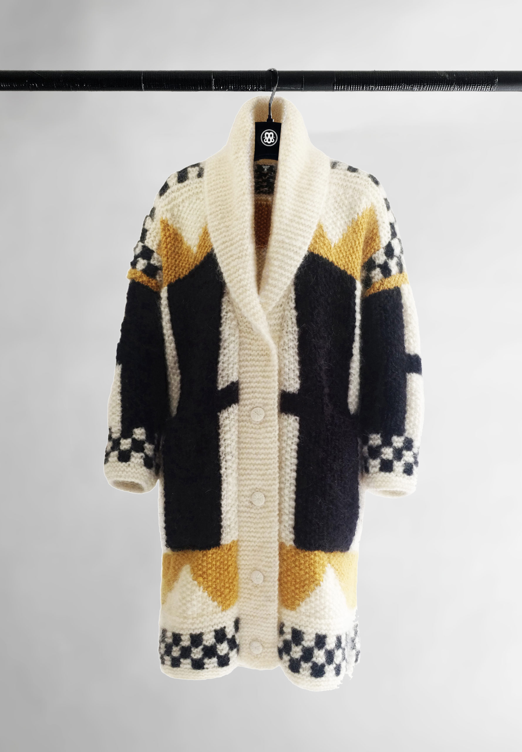 Charlotte Mullor Manteau Lena noir-écru et safran