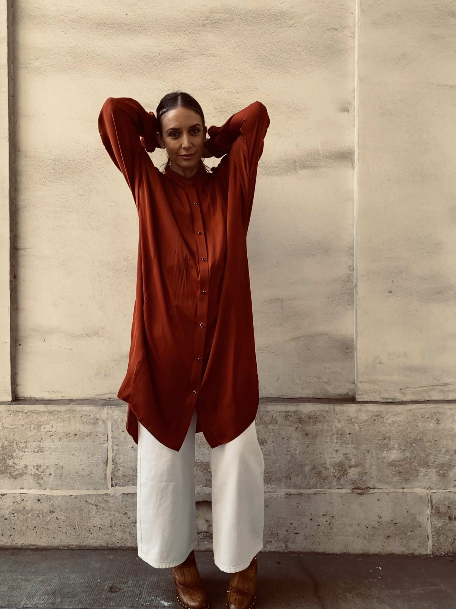 ROBE CHEMISE OVERSIZE ICHIKA BRIQUE CHARLOTTE MULLOR MADE IN FRANCE