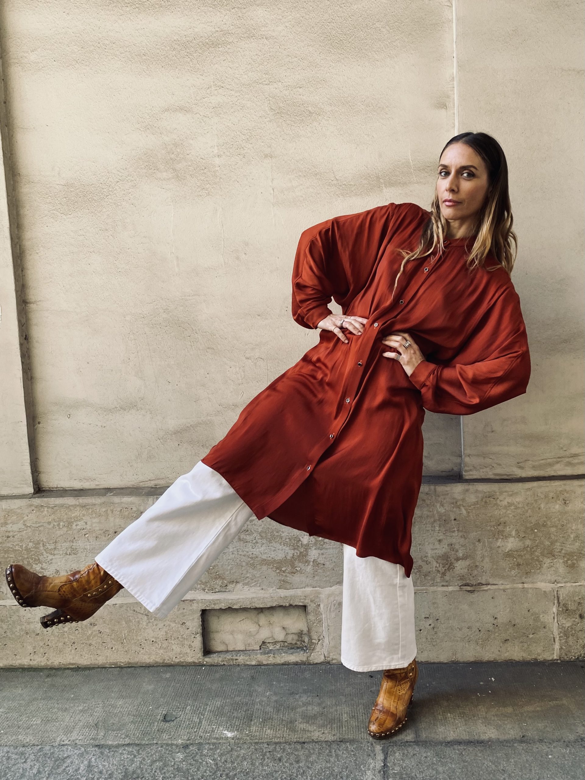 ROBE CHEMISE OVERSIZE ICHIKA TIE AND DIE ROSE CHARLOTTE MULLOR MADE IN FRANCE..